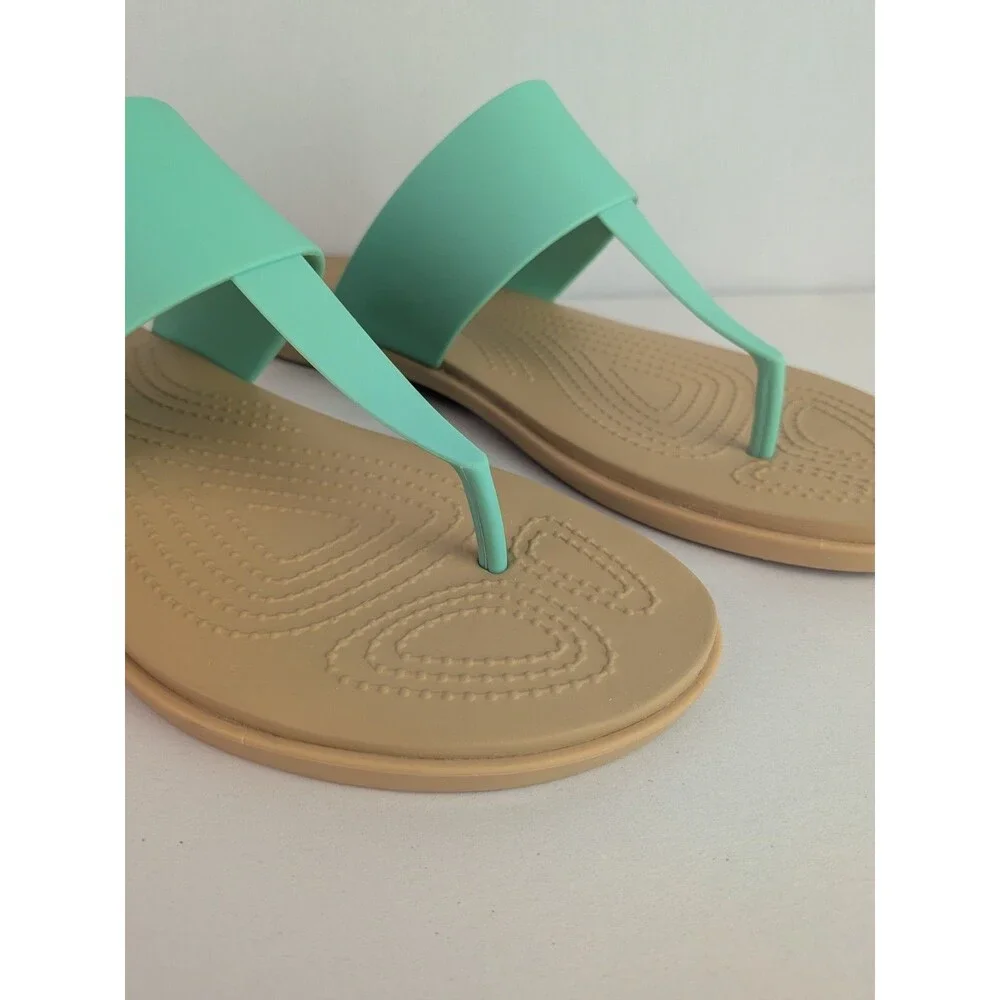 Crocs Tulum Flip Sandals Women’s Size 11 Jade Stone Bright Blue Thong Flop Shoes